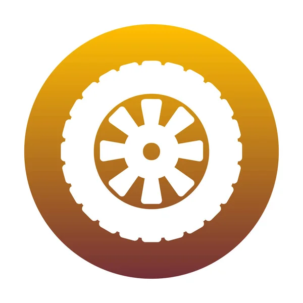 Segnale pneumatico stradale. Icona bianca in cerchio con pendenza dorata come bac — Vettoriale Stock