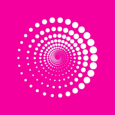 Soyut teknoloji işareti daireler. Pembe arka plan beyaz simgesini.