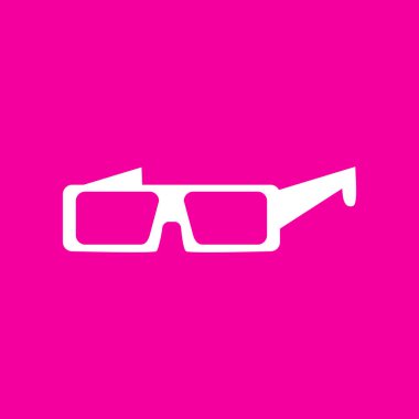 Modern cam işareti. Pembe arka plan beyaz simgesini.