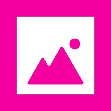 Görüntü illüstrasyon işareti. Pembe arka plan beyaz simgesini.