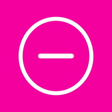 Negatif sembol illüstrasyon. Eksi işareti. Pembe arka plan beyaz simgesini.