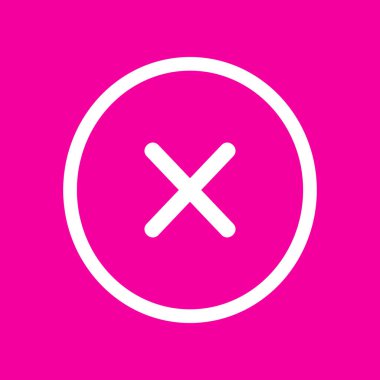 İşareti illüstrasyon çapraz. Pembe arka plan beyaz simgesini.