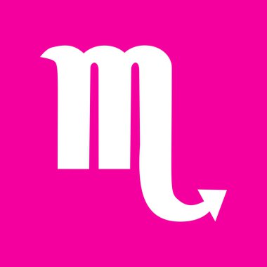 Akrep işareti illüstrasyon. Pembe arka plan beyaz simgesini.