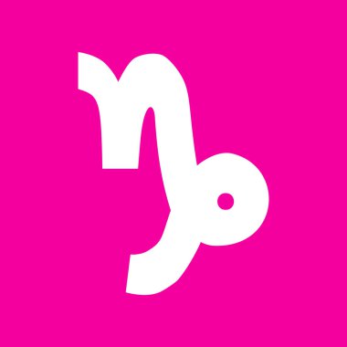 Oğlak işaret illüstrasyon. Pembe arka plan beyaz simgesini.