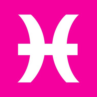 Balık illüstrasyon işareti. Pembe arka plan beyaz simgesini.