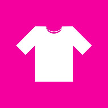 T-shirt işareti illüstrasyon. Pembe arka plan beyaz simgesini.
