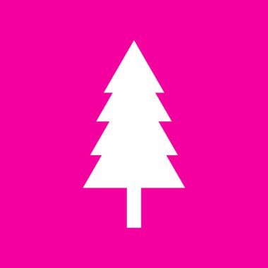 Yeni yıl ağacı işareti. Pembe arka plan beyaz simgesini.