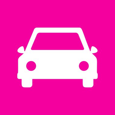 Araba işareti illüstrasyon. Pembe arka plan beyaz simgesini.