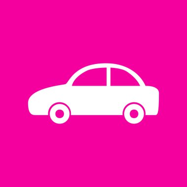 Araba işareti illüstrasyon. Pembe arka plan beyaz simgesini.