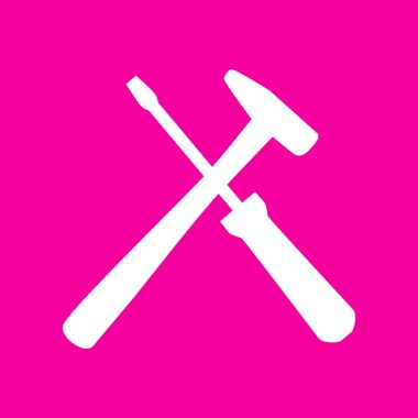 Araçlar illüstrasyon işareti. Pembe arka plan beyaz simgesini.