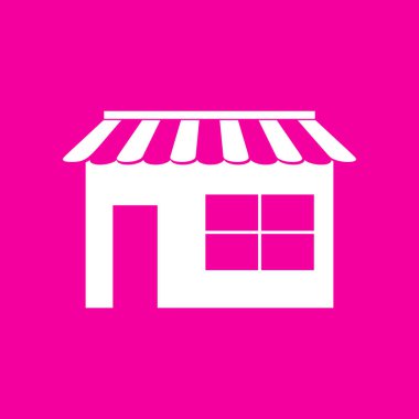 Mağaza işareti illüstrasyon. Pembe arka plan beyaz simgesini.