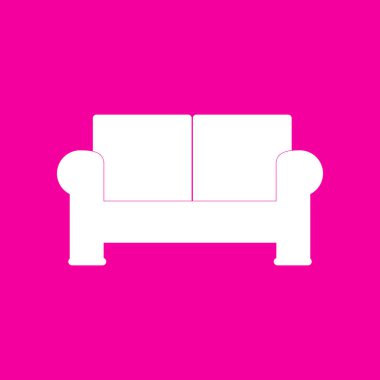 Kanepenin işareti illüstrasyon. Pembe arka plan beyaz simgesini.