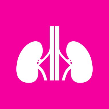 İnsan böbrekler işareti. Pembe arka plan beyaz simgesini.