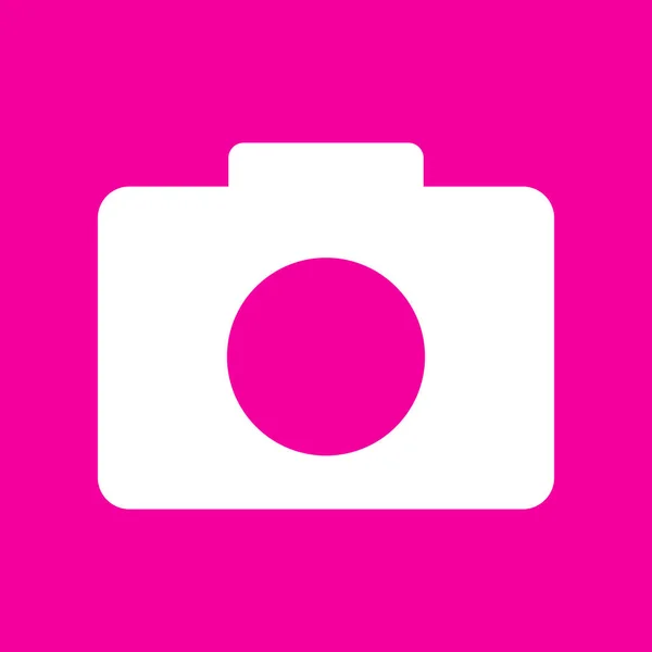 Signo de cámara digital. Icono blanco en el fondo magenta . — Archivo Imágenes Vectoriales