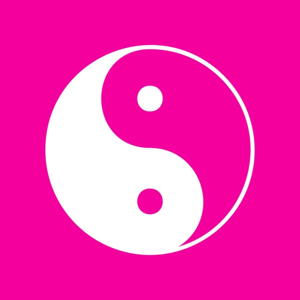 Ying yang symbol harmonii i równowagi. Biała ikona na purpurowym tle. — Wektor stockowy