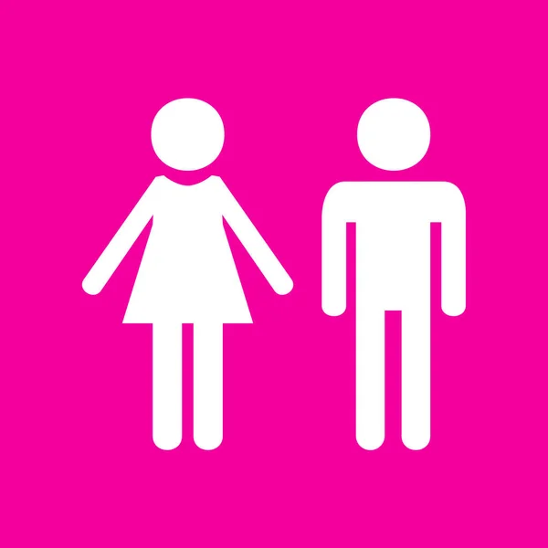 Płci męskiej i żeńskiej znak. Biała ikona na purpurowym tle. — Wektor stockowy