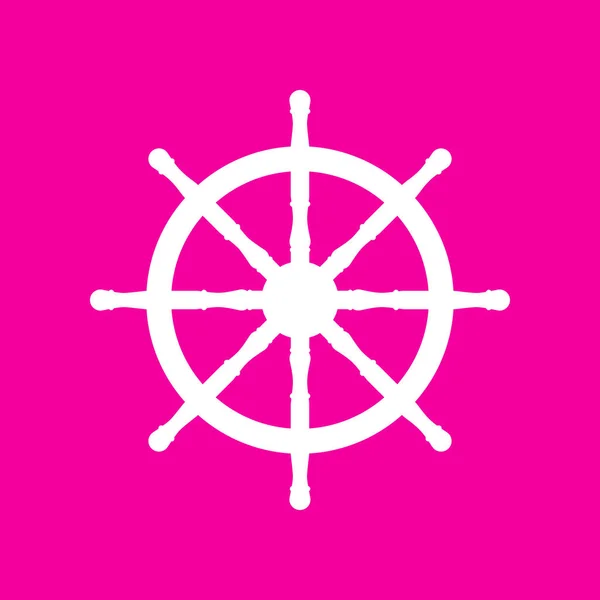 Корабельный знак. Белый значок на пурпурном фоне . — стоковый вектор