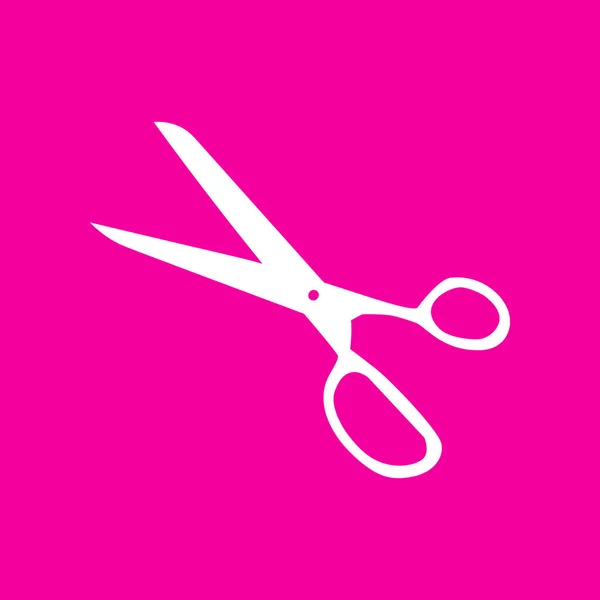 Tijeras firmar ilustración. Icono blanco en el fondo magenta . — Archivo Imágenes Vectoriales