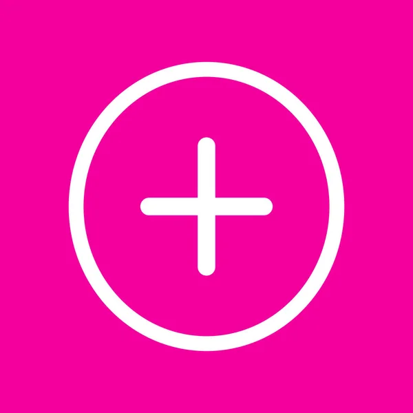 Pozytywny symbol plus znak. Biała ikona na purpurowym tle. — Wektor stockowy