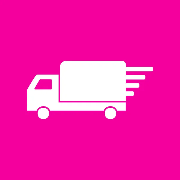 Delivery sign illustration. White icon at magenta background. — Stock Vector