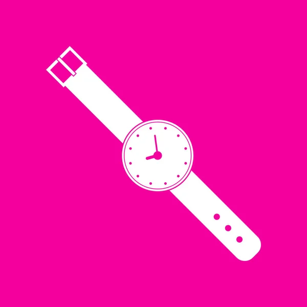 시계 표시 그림. 마젠타 배경에서 흰색 아이콘. — 스톡 벡터