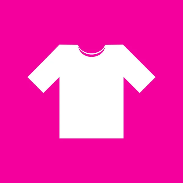 T-shirt sign illustration. White icon at magenta background. — Stock Vector