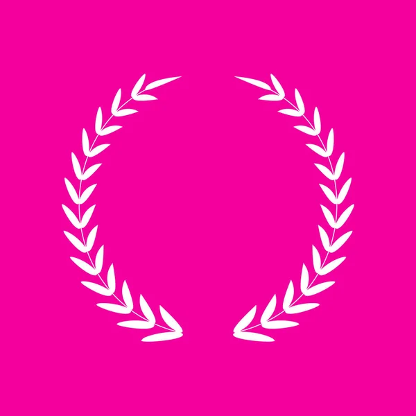 Assinatura da Laurel Wreath. Ícone branco no fundo magenta . —  Vetores de Stock