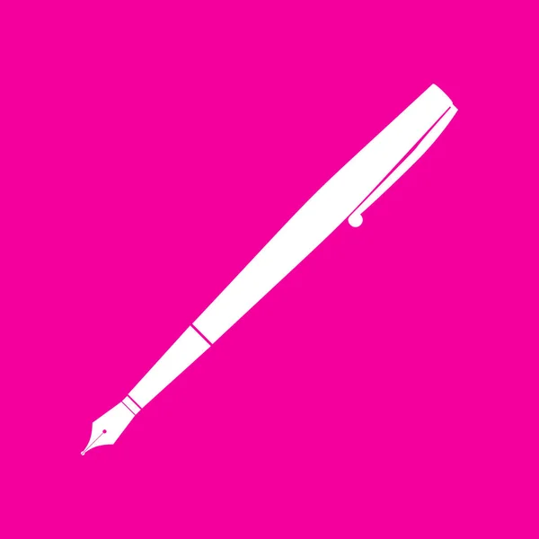 Ілюстрація знаку ручки. Біла піктограма на фоні пурпурного . — стоковий вектор