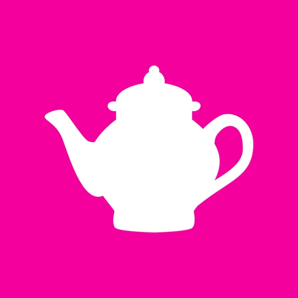 Tea maker sign. White icon at magenta background. — Stock Vector