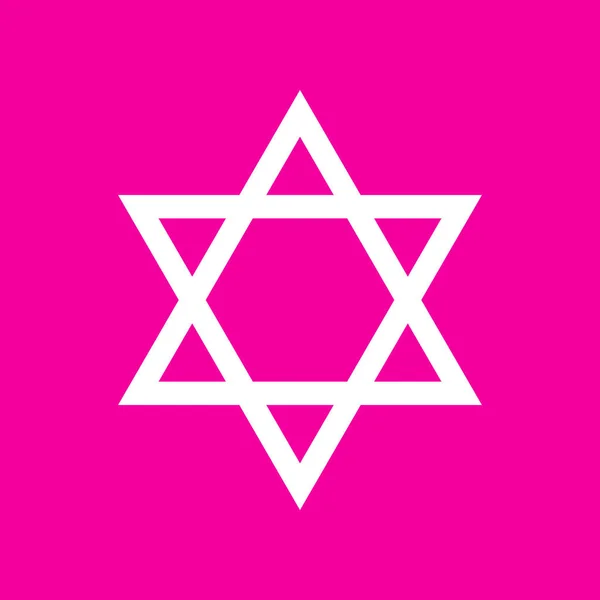 Shield Magen David Star. Symbol of Israel. White icon at magenta background. — Stock Vector