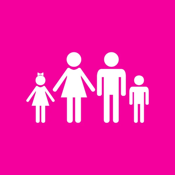 Family sign illustration. White icon at magenta background. — Stock Vector