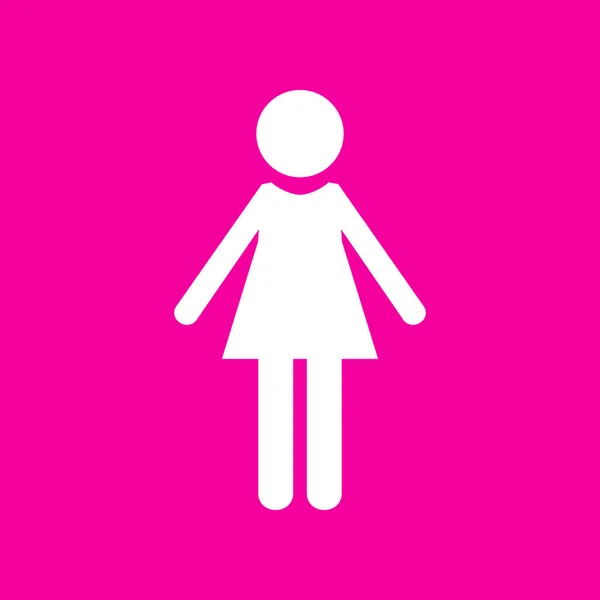 Frau signieren Illustration. weißes Symbol auf magenta Hintergrund. — Stockvektor