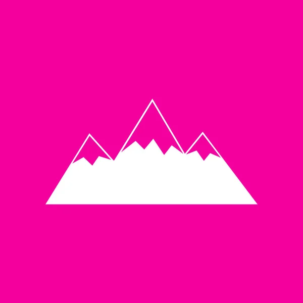 Signo de montaña ilustración. Icono blanco en el fondo magenta . — Vector de stock