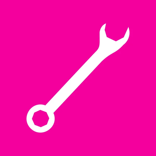 Crossed wrenches sign. White icon at magenta background. — Stock Vector