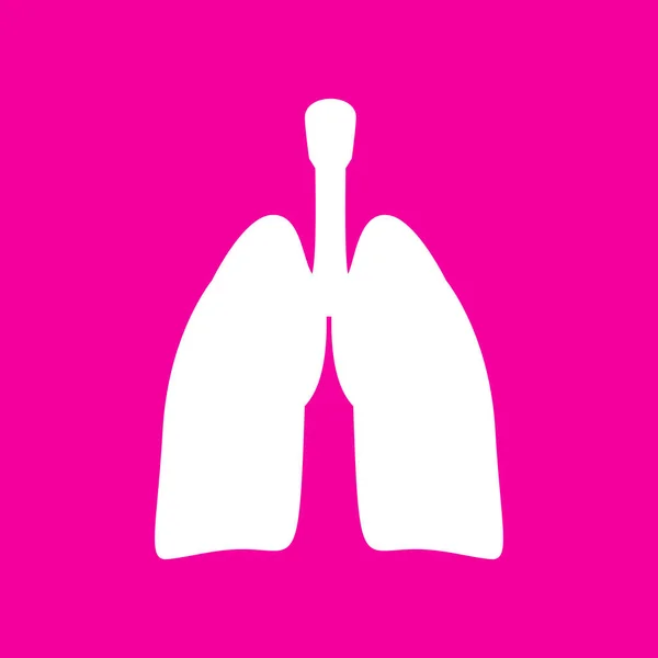 Organes humains Panneau pulmonaire. Icône blanche sur fond magenta . — Image vectorielle