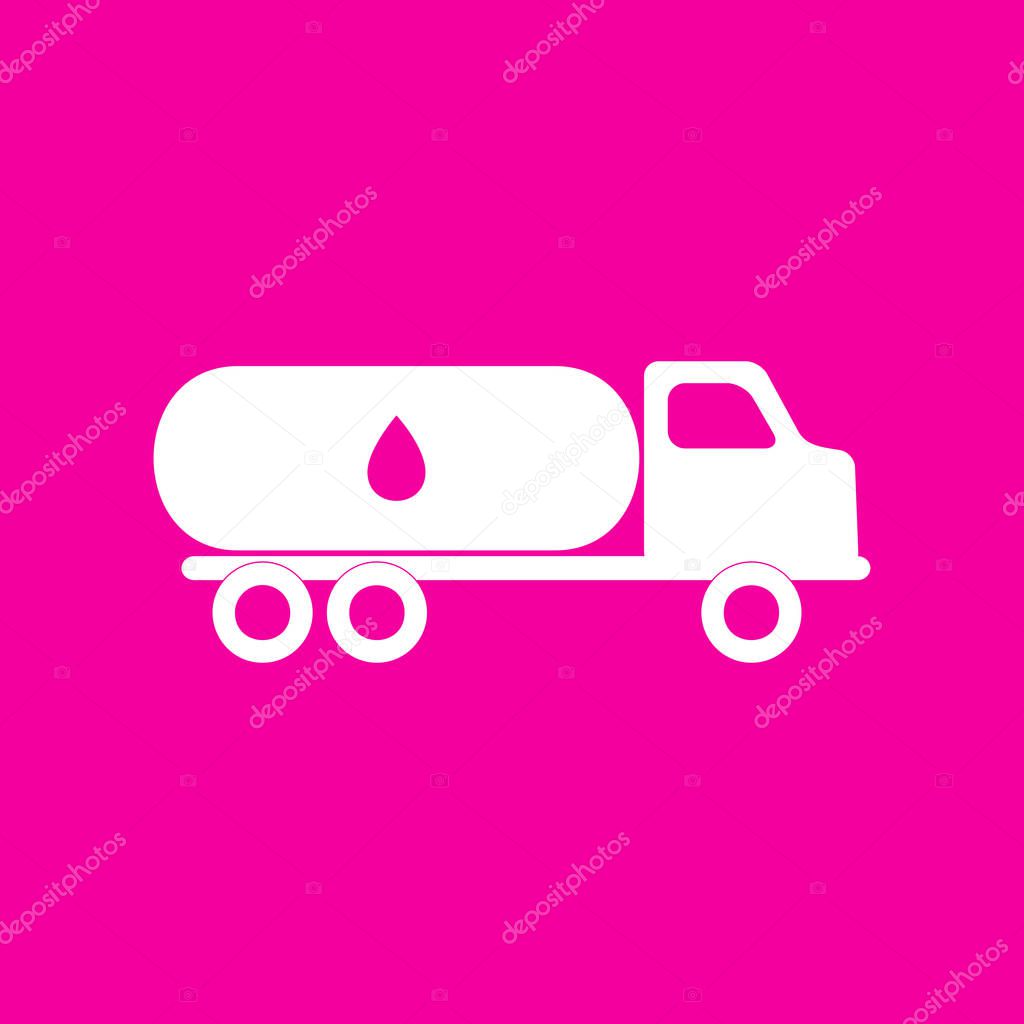 Car transports Oil sign. White icon at magenta background.