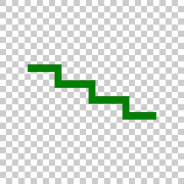 Merdiven işareti aşağı. Saydam arka plan üzerinde koyu yeşil simge.