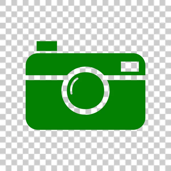 Digitális fénykép fényképezőgép jele. Sötét zöld ikon-ra átlátszó háttér. — Stock Vector