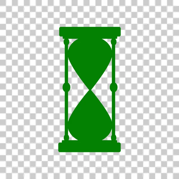 Timglas tecken illustration. Mörk grön ikon med transparant bakgrund. — Stock vektor