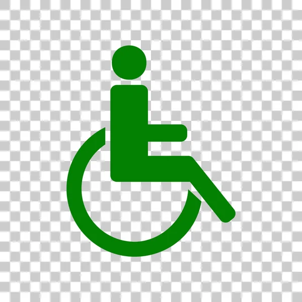 Handikappskylten illustration. Mörk grön ikon med transparant bakgrund. — Stock vektor