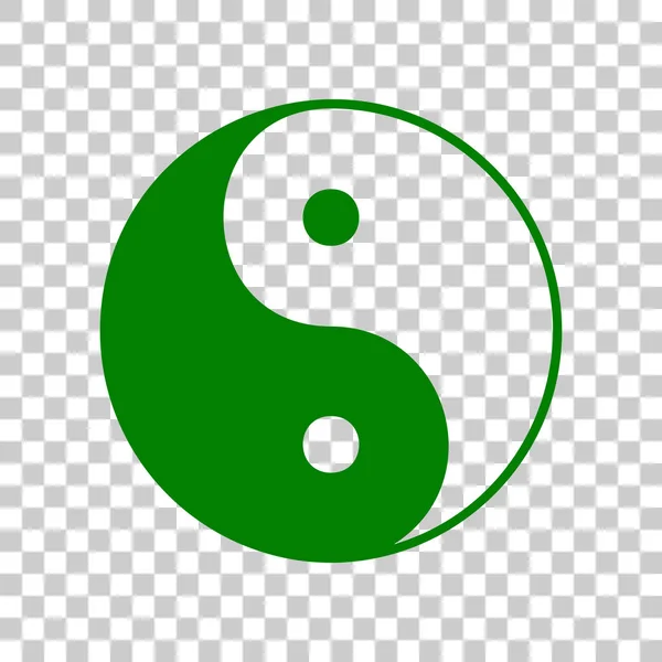 Ying Yang símbolo de armonía y equilibrio. Icono verde oscuro sobre fondo transparente . — Archivo Imágenes Vectoriales