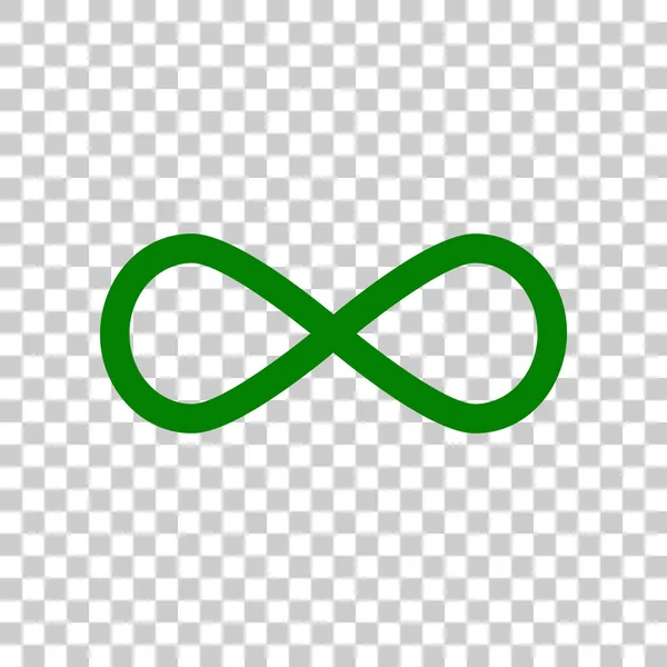 Korlátlan szimbólum illusztráció. Sötét zöld ikon-ra átlátszó háttér. — Stock Vector
