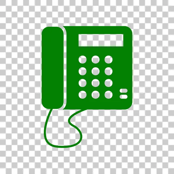 Señal de comunicación o teléfono. Icono verde oscuro sobre fondo transparente . — Vector de stock