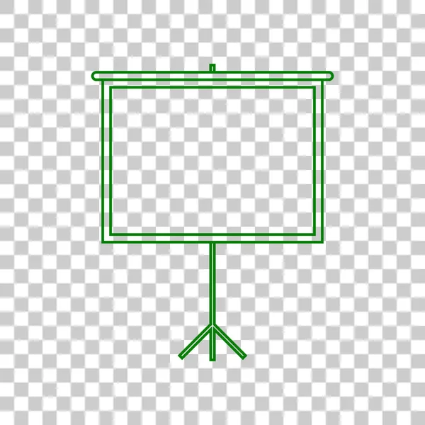 Pantalla de proyección en blanco. Icono verde oscuro sobre fondo transparente . — Archivo Imágenes Vectoriales