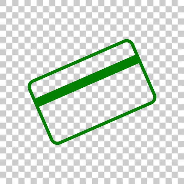 Tarjeta de crédito para descargar. Icono verde oscuro sobre fondo transparente . — Vector de stock