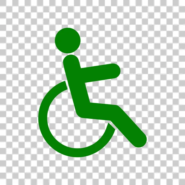 Handikappskylten illustration. Mörk grön ikon med transparant bakgrund. — Stock vektor