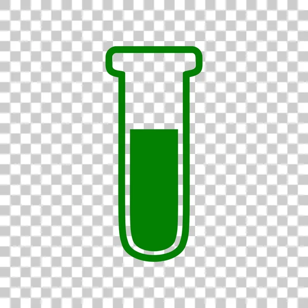 Tıbbi tüp simgesi. Laboratuvar cam işareti. Saydam arka plan üzerinde koyu yeşil simge. — Stok Vektör