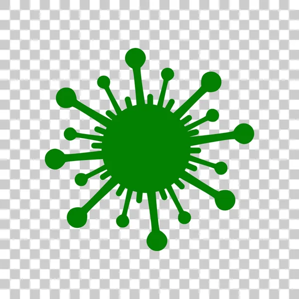 Ilustración de signos de virus. Icono verde oscuro sobre fondo transparente . — Vector de stock