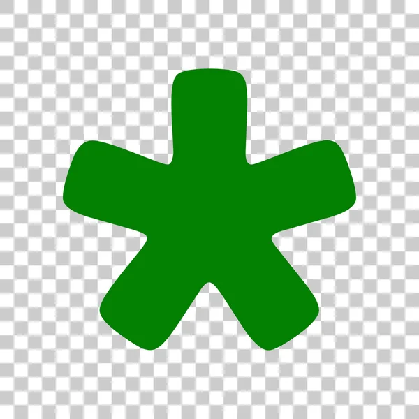 Αστερίσκος ζώδιο. Σκούρο πράσινο εικονίδιο σε διαφανές φόντο. — Διανυσματικό Αρχείο