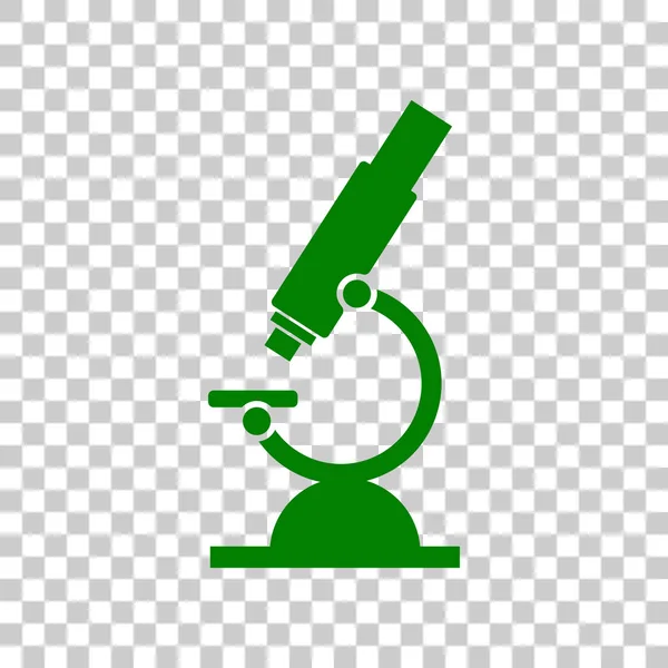 Signo de microscopio químico para laboratorio. Icono verde oscuro sobre fondo transparente . — Archivo Imágenes Vectoriales
